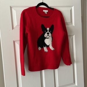 cupcakes & cashmere Red Sweater with Dog Design